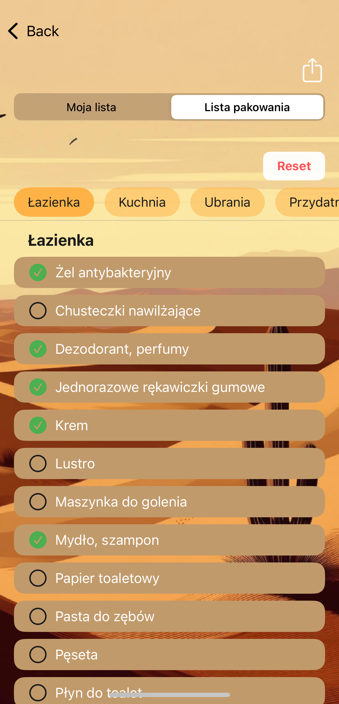 Nowa lista pakowania