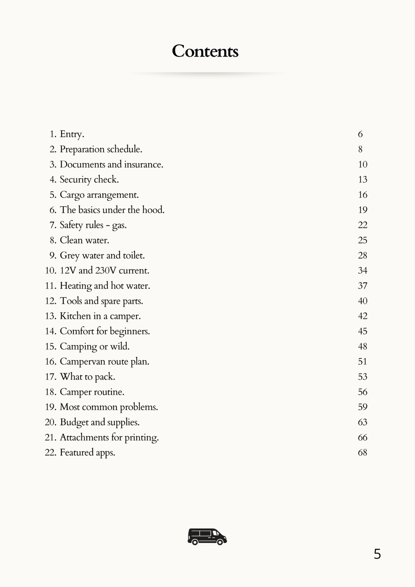 Sample page: Contents